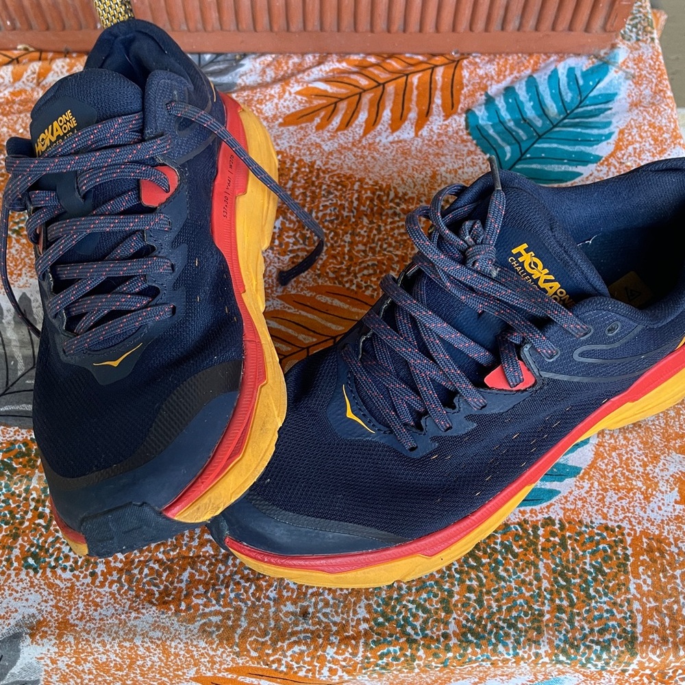 Hoka Athletic Shoes - Blue and Yellow good used condition